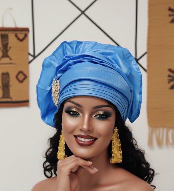Ready to wear Auto Gele Hat and Scarf s-l400.jpg main image 3