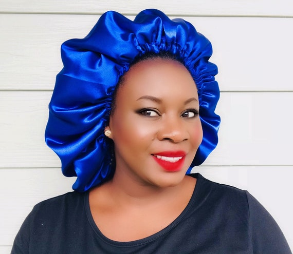 1 SOLID COLOR Large Size Adjustable Satin Bonnet, Hair Bonnet