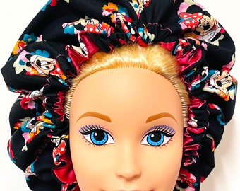Disney Minnie Mouse Hair Bonnet Satin Hair Bonnet Girls bonnet , Reversible bonnet,Kids reversible bonnets,Baby bonnet