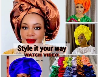 headtie,Gele hat ,Aso-Oke Fabric,gele,Headwrap,Ready-to-Wear Gele Autogele Ready Made Gele Auto Gele African Nigerian Wedding