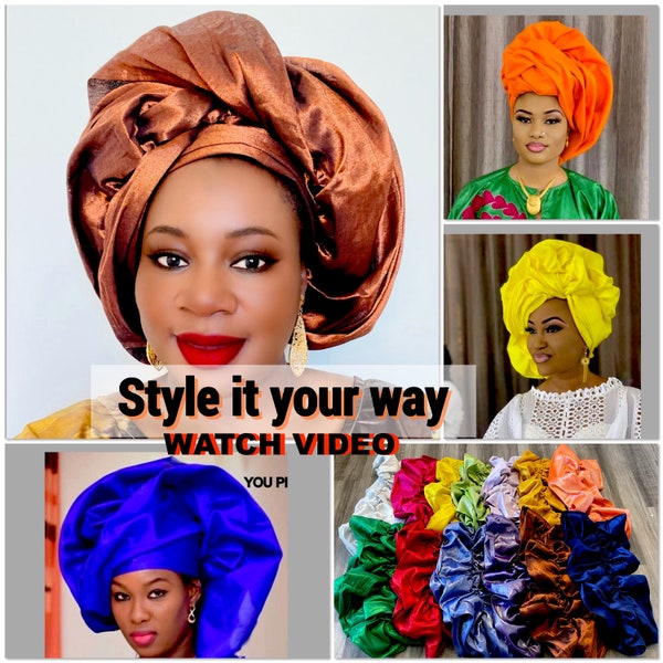headtie,Gele hat ,Aso-Oke Fabric,gele,Headwrap,Ready-to-Wear Gele Autogele Ready Made Gele Auto Gele African Nigerian Wedding