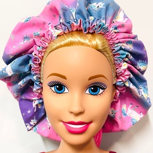 Unicorns & Glitter Stars Hair Bonnet Satin Hair Bonnet Girls bonnet , Reversible bonnet,Kids reversible bonnets,Baby bonnet