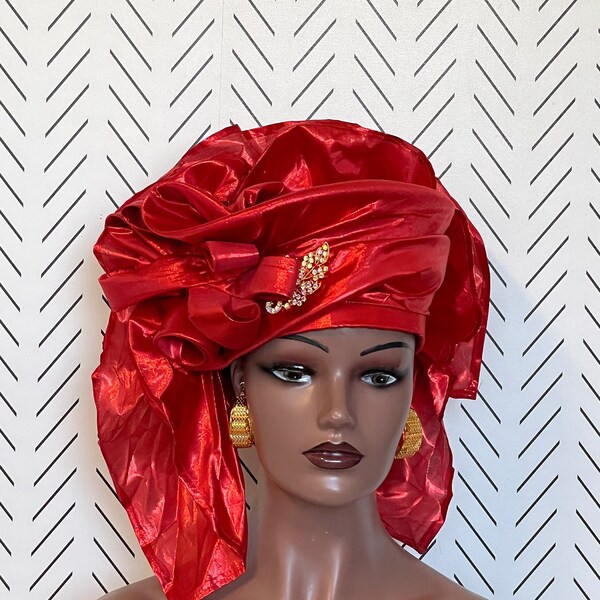 headtie,Gele hat ,Aso-Oke Fabric,gele,Headwrap,Ready-to-Wear Gele Autogele Ready Made Gele Auto Gele African Nigerian Wedding