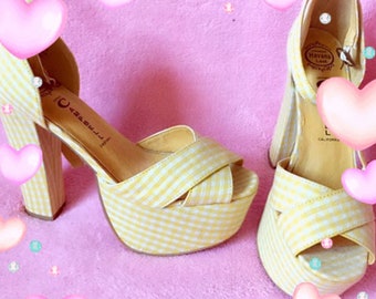 yellow gingham shoes