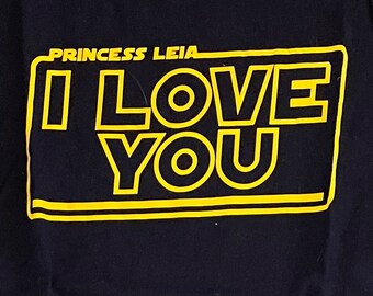 Star Wars Princess Leia 'I Love You' T-Shirt - Size Medium