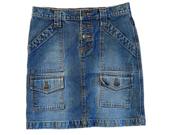 Vintage 90s Roxy by Quiksilver Denim Cargo Skirt Size 1