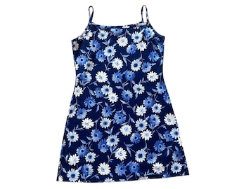 Vintage 90s Polyester Daisy Print Shift Dress by Xhilaration Size Large
