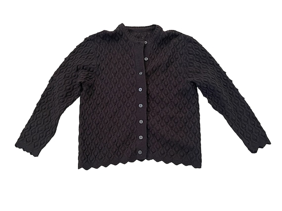 Vintage 60s Black Acrylic Cardigan - image 1