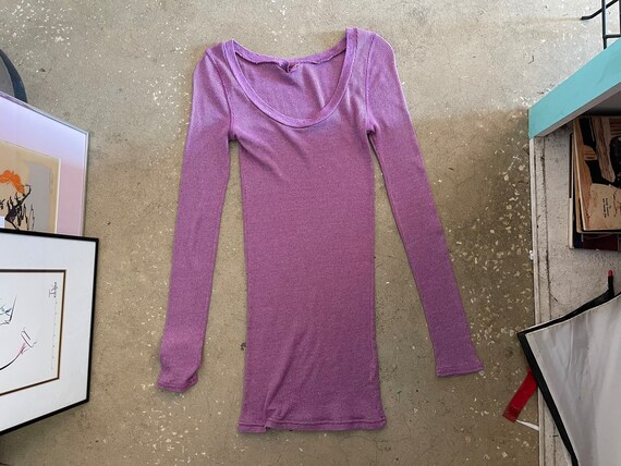 Vintage 90s Solid Purple Long Sleeve Knit Top by … - image 3