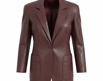 Vintage 80s Etienne Aigner Maroon Leather Jacket Size 8