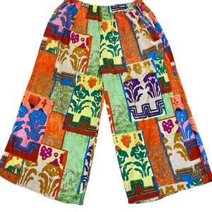 Vintage Y2K Jams World Pull On Rayon Cropped Wide Leg Pant Unisex Size XL Taj Print