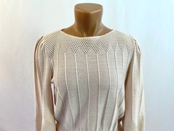 80s Vintage Cotton Polyester Sweater With Peplum - image 3