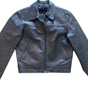 Vintage 80s Black Leather Jacket by Wilson Leather Size Small