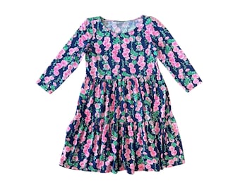 Lilly Pulitzer Geanna Oyster Bay Navy De Vine Cotton Swing Dress Size XS