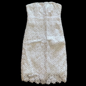 Lilly Pulitzer Bowen White Vintage Floral Lace Strapless Dress Size 0 image 1