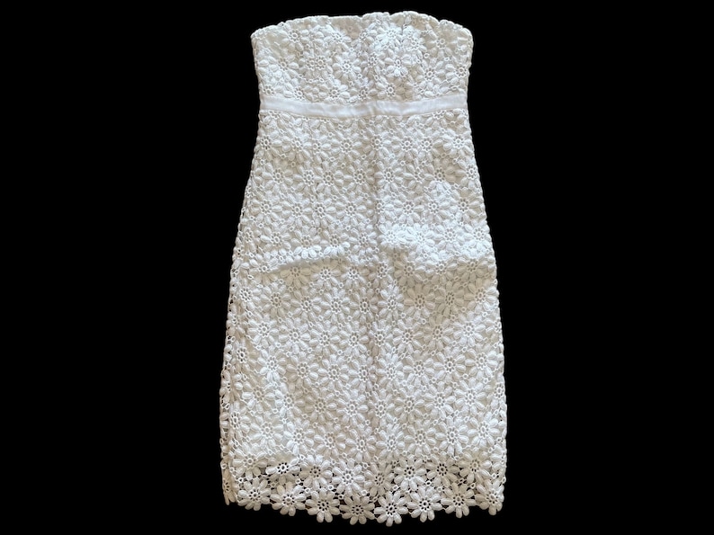 Lilly Pulitzer Bowen White Vintage Floral Lace Strapless Dress Size 0 image 1