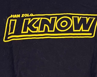 Star Wars Hans Solo 'I Know' Graphic T-Shirt (Size Large)