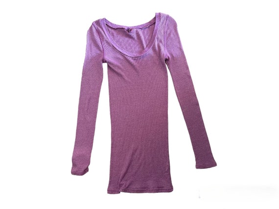 Vintage 90s Solid Purple Long Sleeve Knit Top by … - image 1