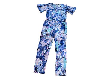 Vintage Lilly Pulitzer Maliah Purple Flower Print GIRLS  Jumpsuit Size XL, 14 - 16