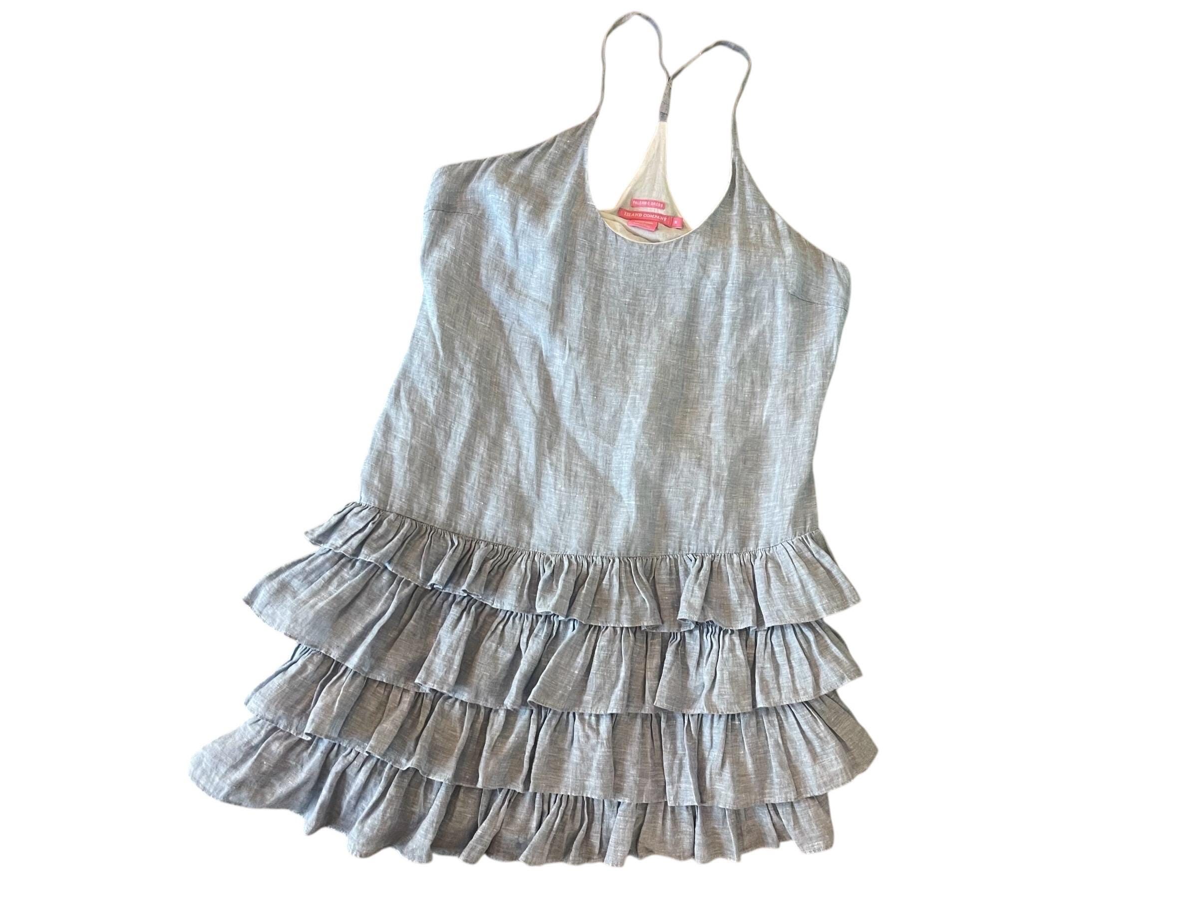 island company linen dress Island Company 100% Linen White Shift Dress Square Neck Medium