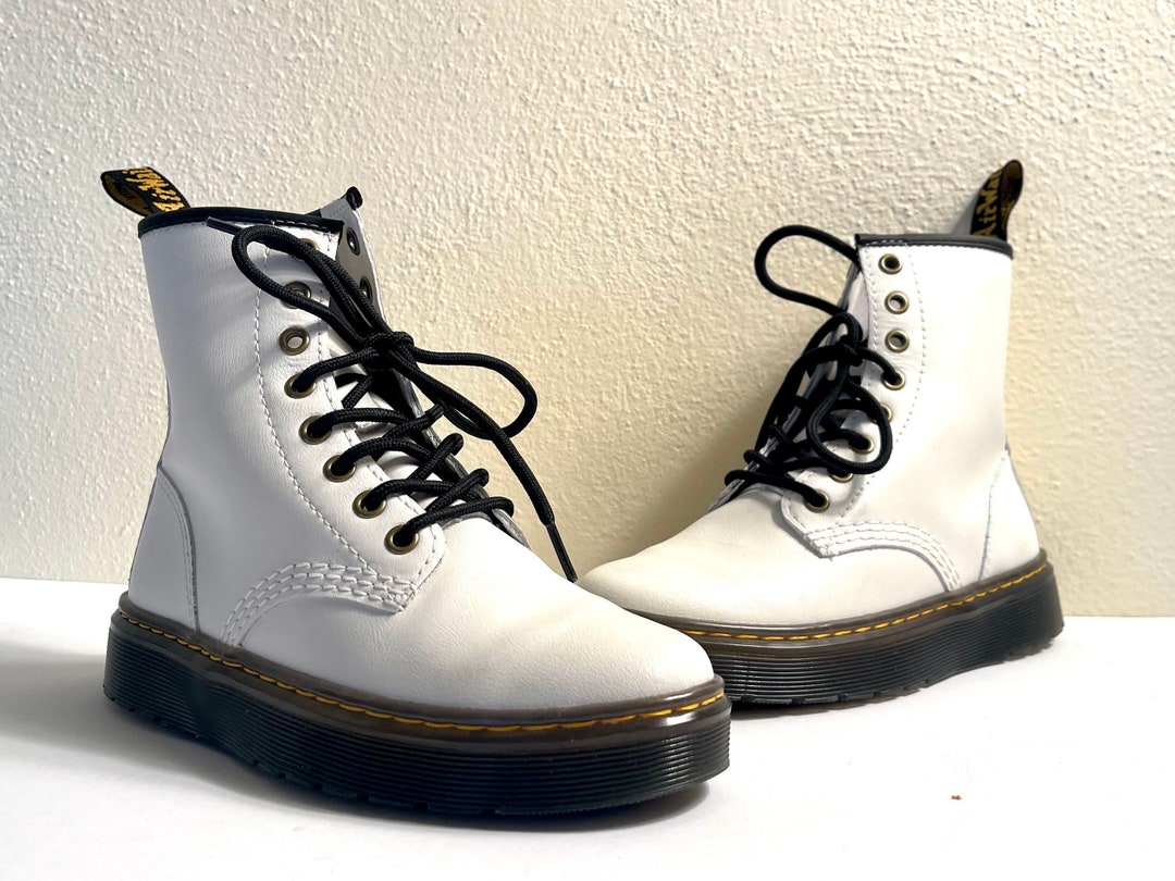 Doc Martin 1460 Women's White Zavala Combat Boot Patent