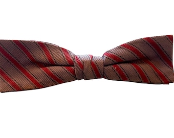 Vintage 1950s Grey + Red Clip Bow Tie