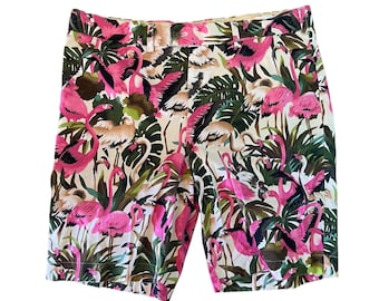 Vintage Y2K Flamingo Print  Bermuda Short from Loudmouth Golf Waist Size 38”