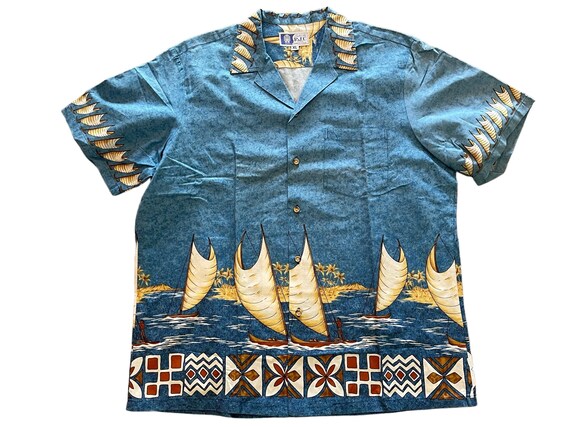 Vintage 90s Men’s Short Sleeve Cotton Hawaiian Ca… - image 1