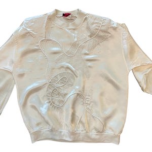Vintage 1980s Satin Long Sleeve Top With Ribbon + Lace by Bye-1 Size Small