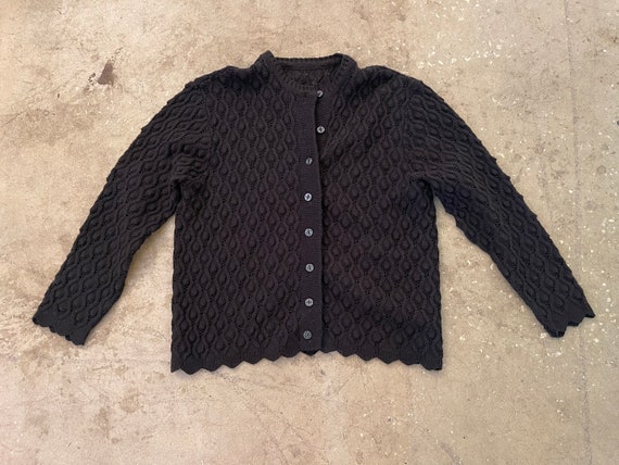 Vintage 60s Black Acrylic Cardigan - image 3