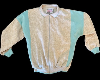 Vintage 80s Colorblock Zip Front Fleece Jacket by Gitano