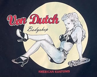 Vintage Y2K Von Dutch Black Pin Up Crop Top Size Small