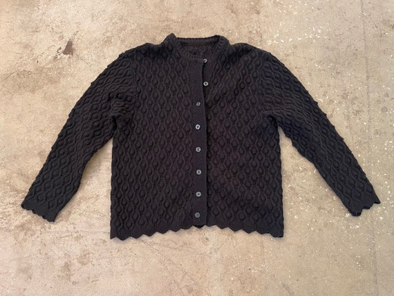 Vintage 60s Black Acrylic Cardigan - image 4