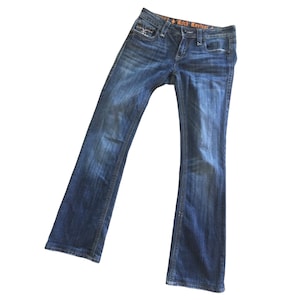 Dark Denim Embellished Low Rise Jean by Rock Revival Size 28”