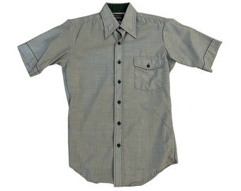 Vintage 60s Men’s Short Sleeve Solid Cotton Dress Shirt By JC Penny Size Small