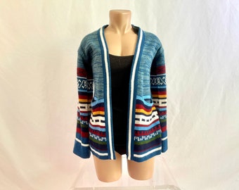 Vintage 80s Boho Style Open Front Cardigan Sweater by Lautrel