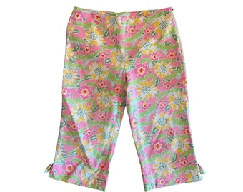 Vintage 90s Lilly Pulitzer Alligator Cotton Printed Capri Pants Size 8