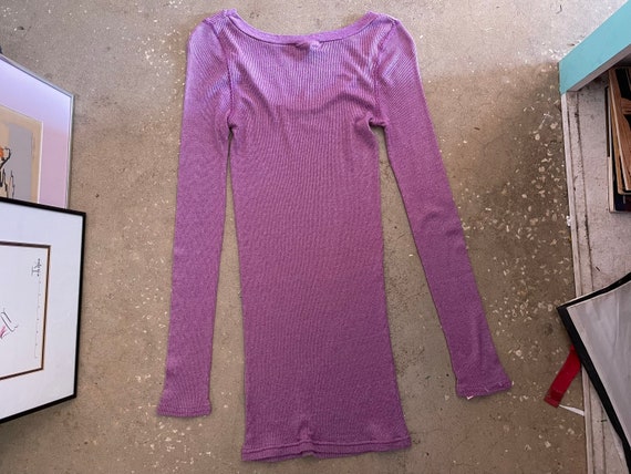 Vintage 90s Solid Purple Long Sleeve Knit Top by … - image 5