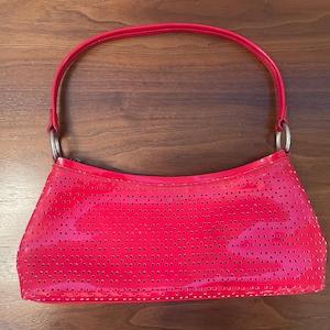 Vintage 90s Nine West Red Patent Leather Top Handle Purse