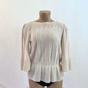 80s Vintage Cotton Polyester Sweater With Peplum