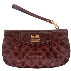 Vintage Y2K Coach Madison Brown Op C Signature Wristlet Bag