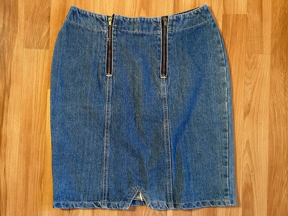 Vintage 80s Double Zipper Denim Skirt by Gitano - image 2