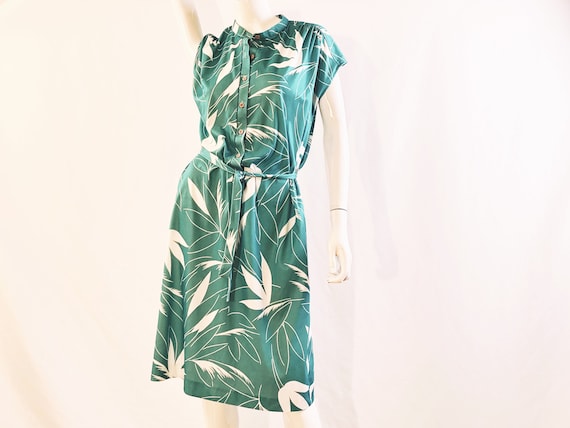 Vintage 1970s Marty Gutmacher Turquoise Green Flo… - image 1