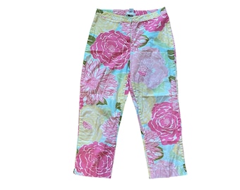 Vintage 90s Lilly Pulitzer Pink Flower Capri Pants Size 4