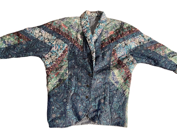 Vintage 80s Crazy Calico Quilted Jacket