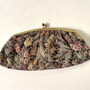 Vintage 60s Black + Pink Tapestry Clutch