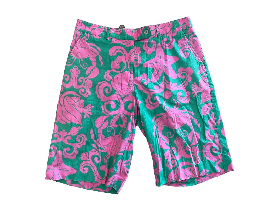 Lilly Pulitzer Pink Green Printed Bermuda Short Size 8 Etsy