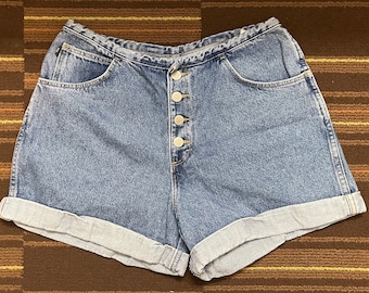 Vintage 90s High Waisted Button Fly Denim Shorts by Gitano Size 12