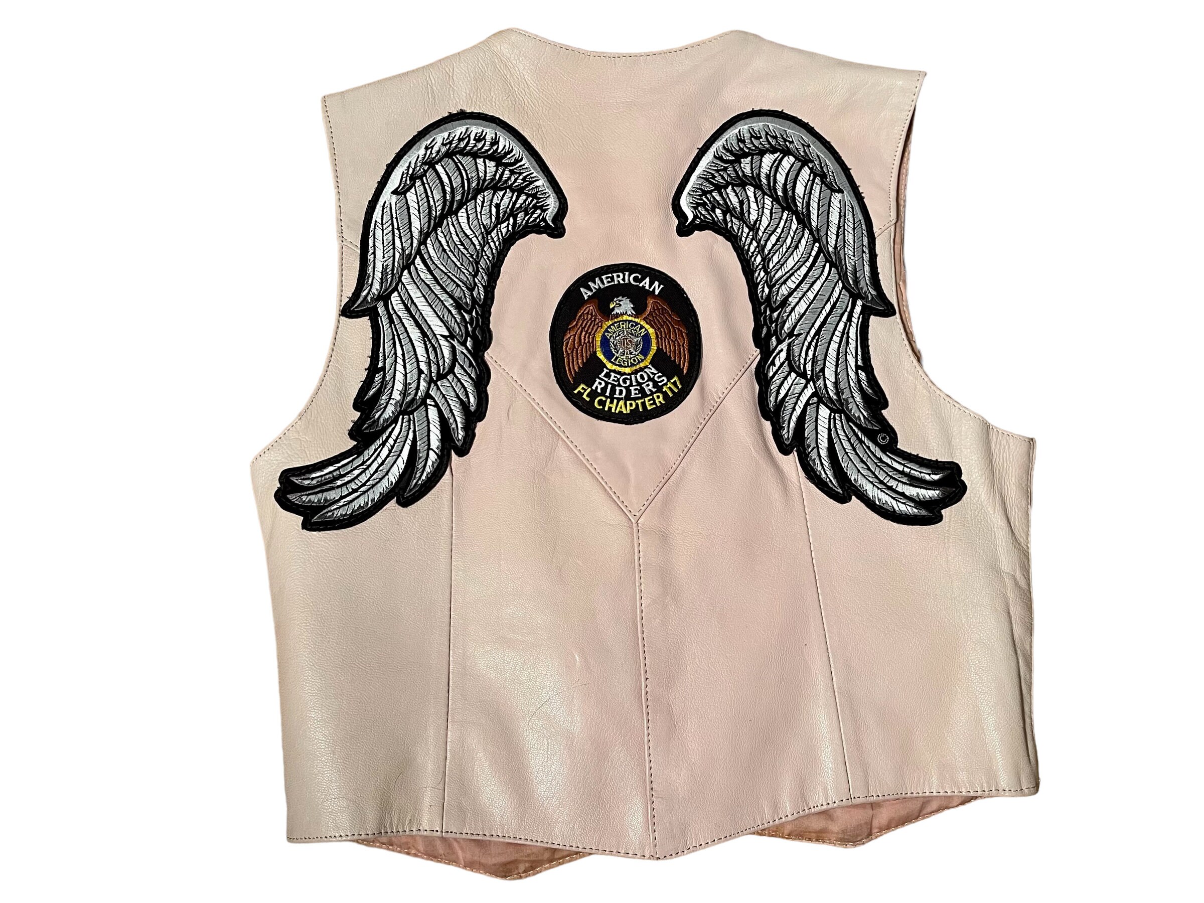 Vintage 90s American Legion Riders Champagne Pink Leather