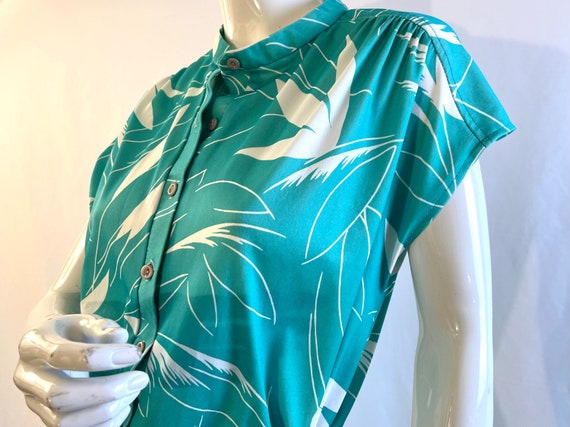 Vintage 1970s Marty Gutmacher Turquoise Green Flo… - image 2